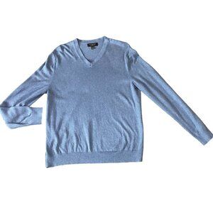 Banana Republic Premium Luxe Sweater Mens L Blue Cotton Rayon Silk Cashmere 124Q